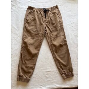 Plugg Brown Drawstring Elastic Waist Jogger Pants Mens Large Excellent